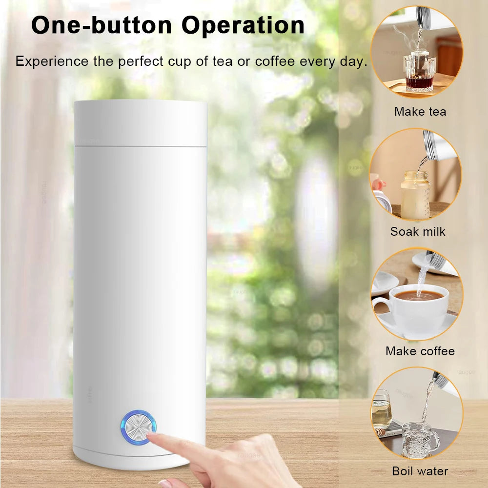 Portable Electric Kettle Travel Boil Water Cup Anti-Scald Tea Coffee Maker Hot Water Cup Thermal Water Bottle