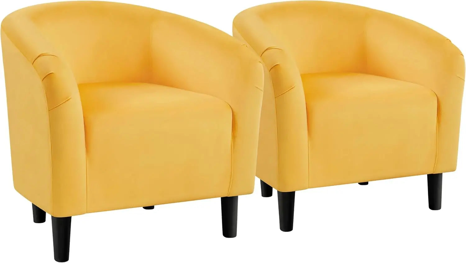 Yellow Chairs Set of 2 Accent Chair for Bedroom Armchair for Living Room Velvet Fabric Club Chair with Soft Padded