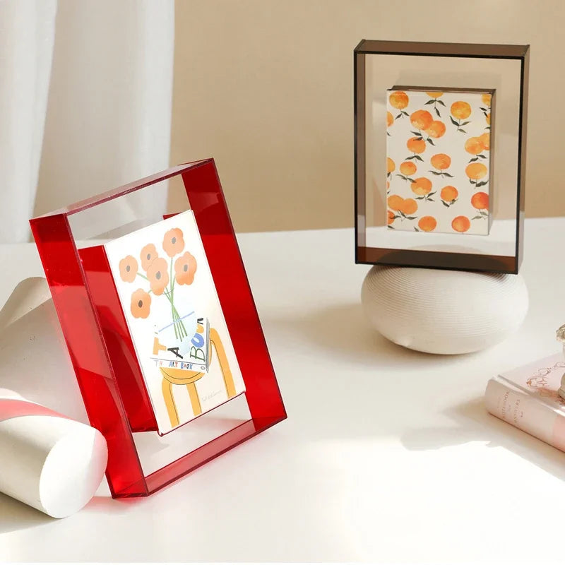 5 Inch Transparent Acrylic Photo Frame Box Photocard Holder Interior Frame Picture Display Stand Office Home Desktop