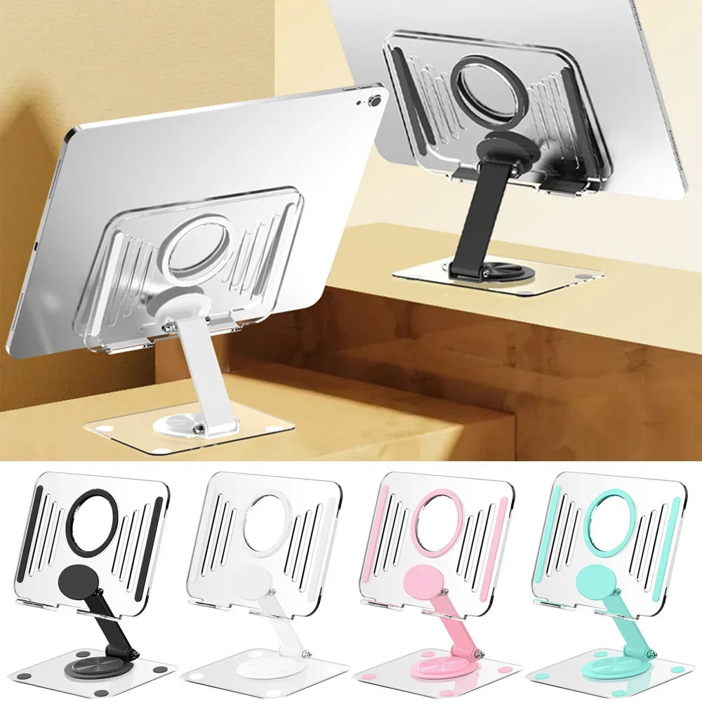 Foldable Reading Book Stand 360 Rotating Multifunctional Laptop Tablet Holder Adjustable Bracket Holder Acrylic