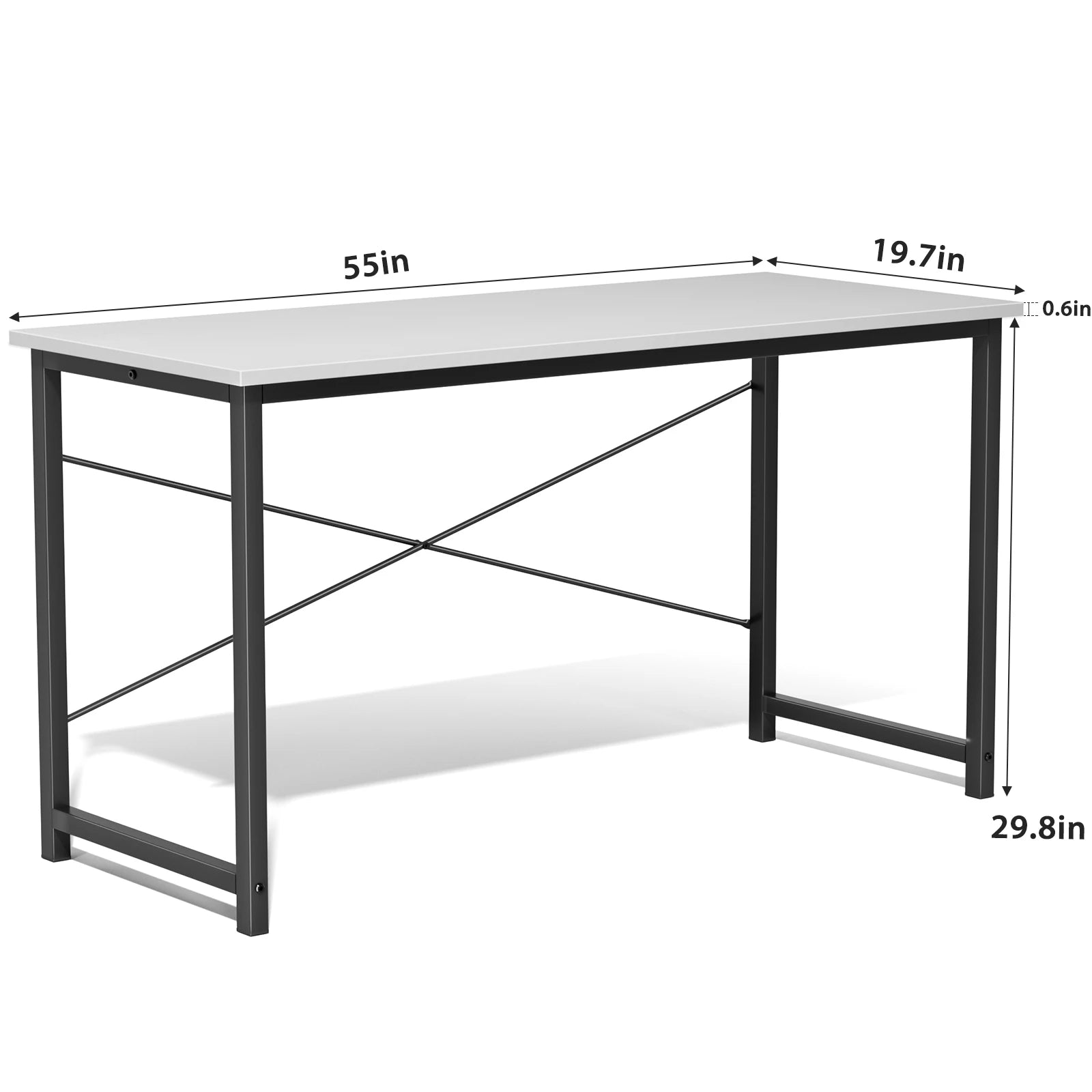 JHK Computer Office Desk Writing Study Office Gaming Table Modern Simple Style Compact Metal Frame Wood Tabletop Easy