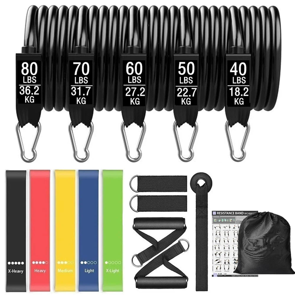 300lb Fitness Booty Resistance Elastic Band Workout for Training Home Exercise Sport Gym Dumbbell Harness Set Expander