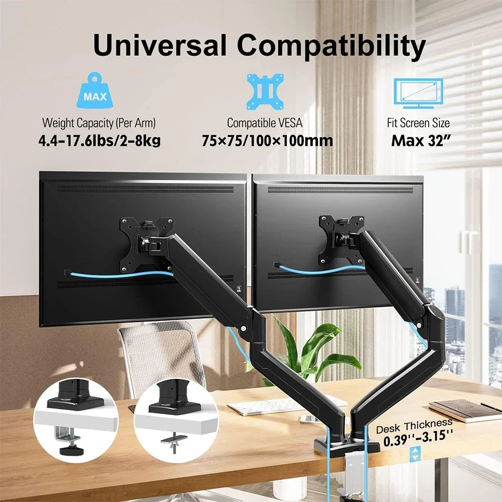 Dual Monitor Bracket Computer Desk Mount Stand Adjustable Expandable Display Bracket Holds Up To 19.8lbs Monitor Arm