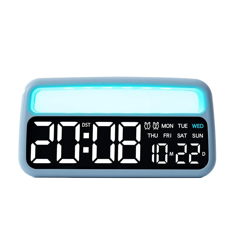 Digital Alarm Clock with 8 Colors Changing Mood Light Date Week DST Snooze Table Clock Auto Dimmable Sleep Mode 12/24H