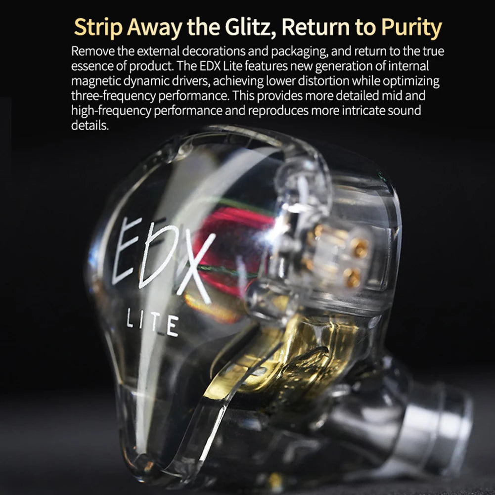 KZ EDX Lite IEM Monitor Headphones Dynamic HIFI Bass Music Earbuds In Ear Wired Earphones Noise Cancelling Sport Gaming