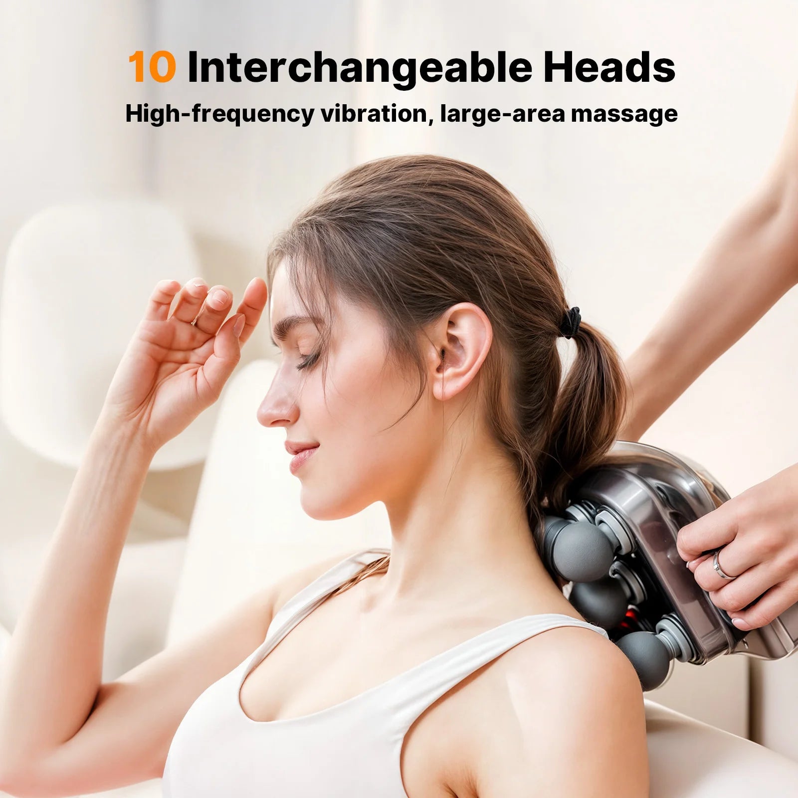 1pc Ten Head Percussion Massage Gun: USB Rechargeable Deep Tissue Muscle Relaxation 9 Intensity Levels Silent - United