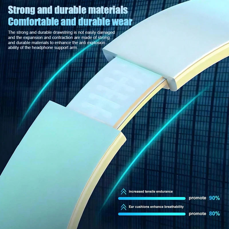 Wireless Gaming Headset Lightweight Foldable Headphones With Built-in Microphone Compatible With 3.5mm Audio Cable