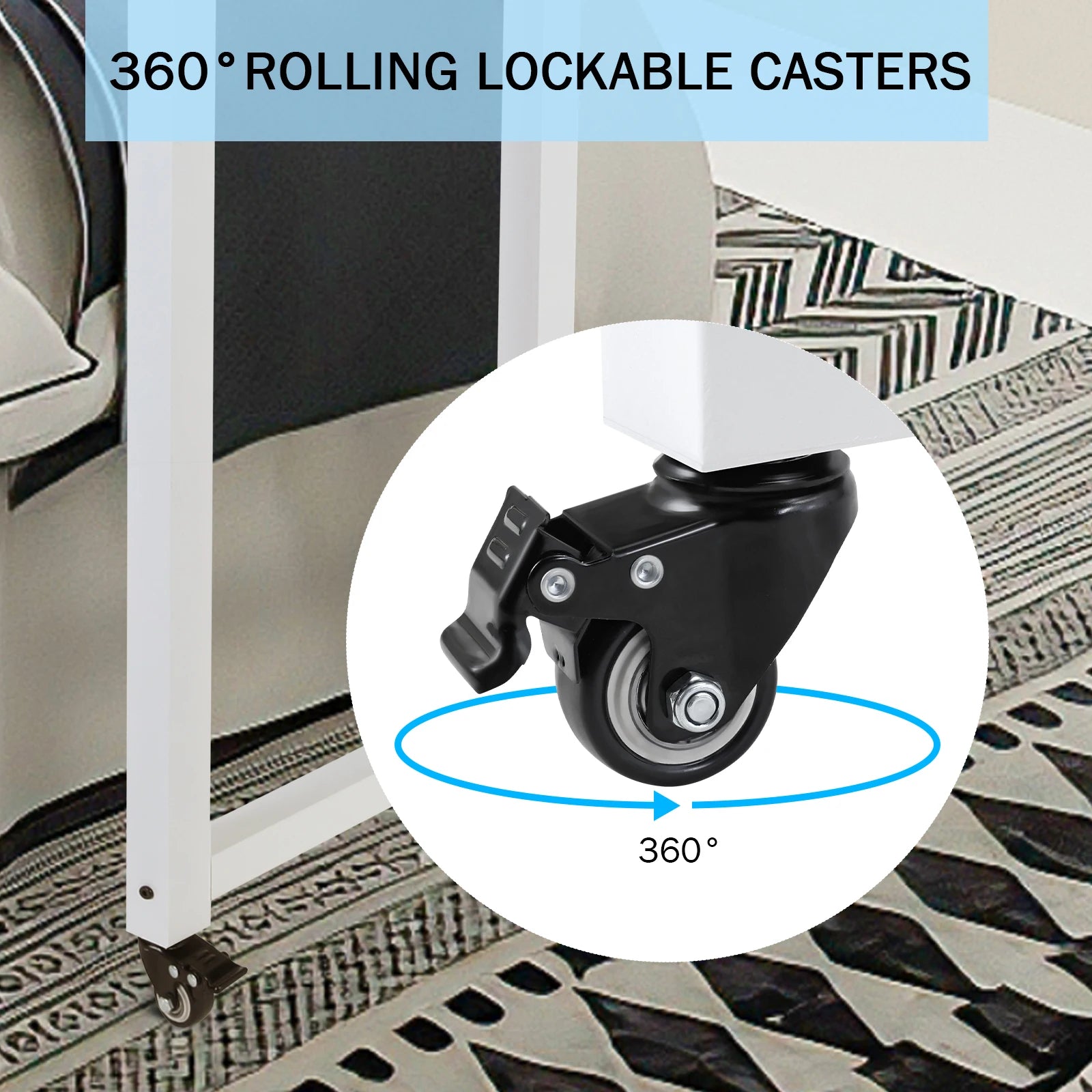 Overbed Table with Wheels Queen/Full Size Over Bed Table Mobile Computer Desk Laptop Cart Dining Bar Table or Laptop