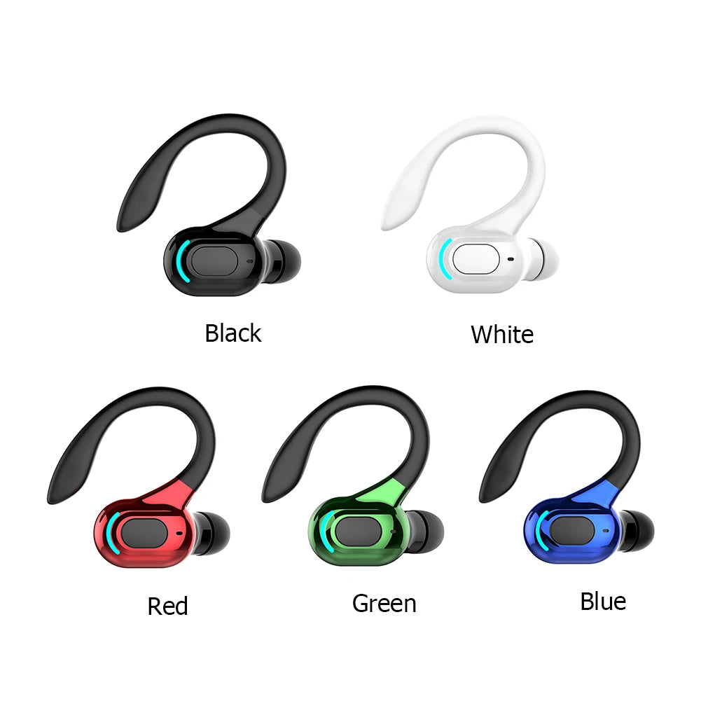 Wireless Bluetooth-compatible Earphone Single Ear-hook Earbud Handsfree Stereo Music Headset with Microphone