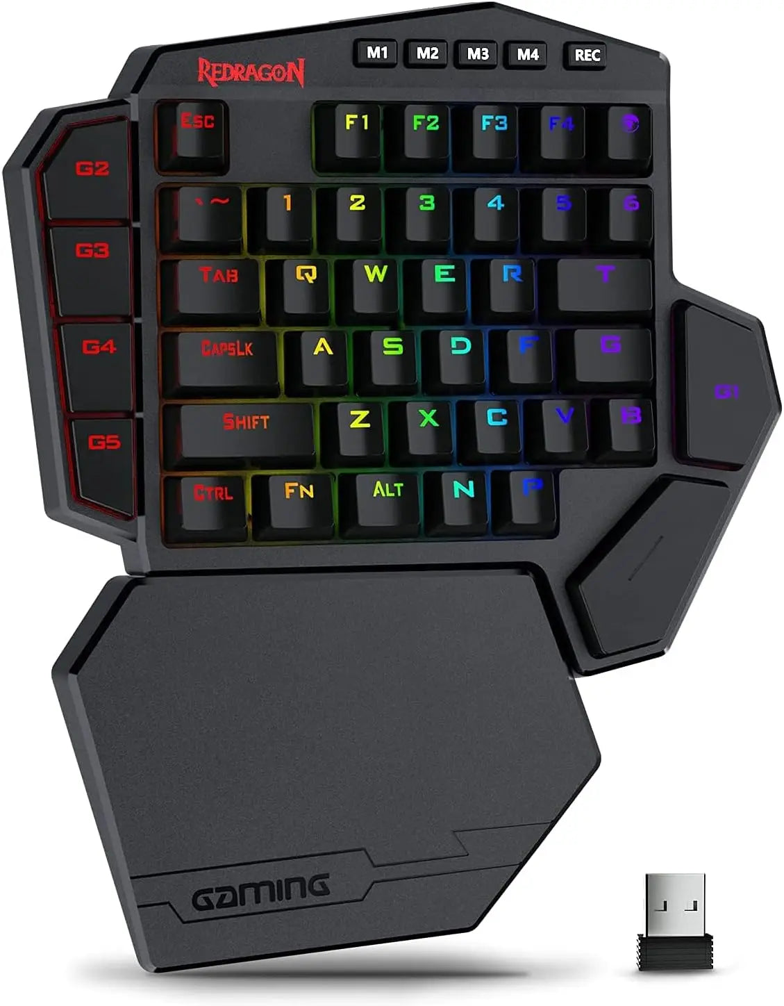 Redragon K585 PRO Wireless One-Handed Mechanical Keyboard 42 Keys 3-Mode RGB 7 Onboard Macro Keys Detachable Wrist