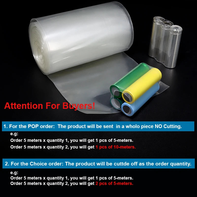 PVC Heat Shrink Tube 18650 Battery Pack Width 29.5mm~300mm Insulated Protection Film Wrap lithium Case Cable Sleeve