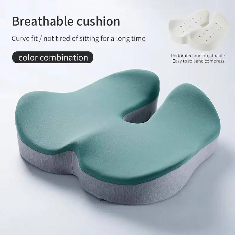 Hot Selling Lumbar Back Support Chair Comfortable Massage Pillow Memory Foam Orthopedic Seat Cushion - Matcha green