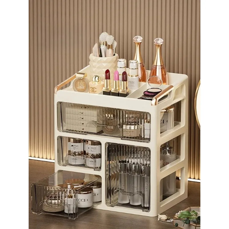 3-layer Minimalist High-end Cosmetics Storage Box Desktop Style Skincare Drawer Style Storage Cabinet Washbasin Storage