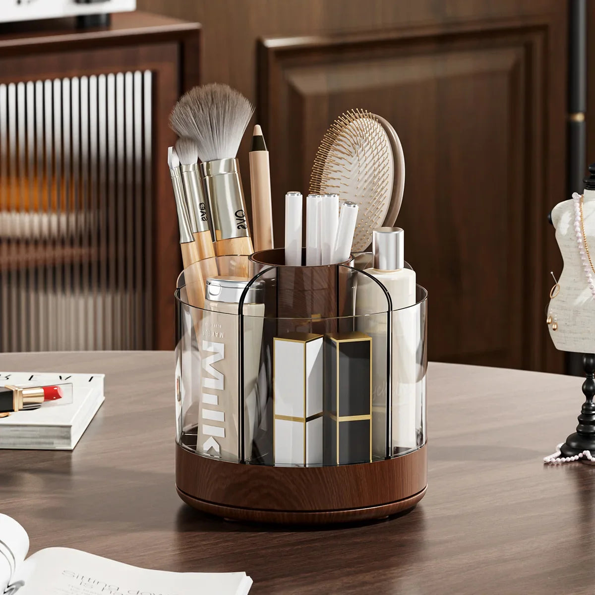 Large Capacity Desk Accessories 360 ° Rotation Cute Pen Holder Stationery Organizer Pencil Storage Office School