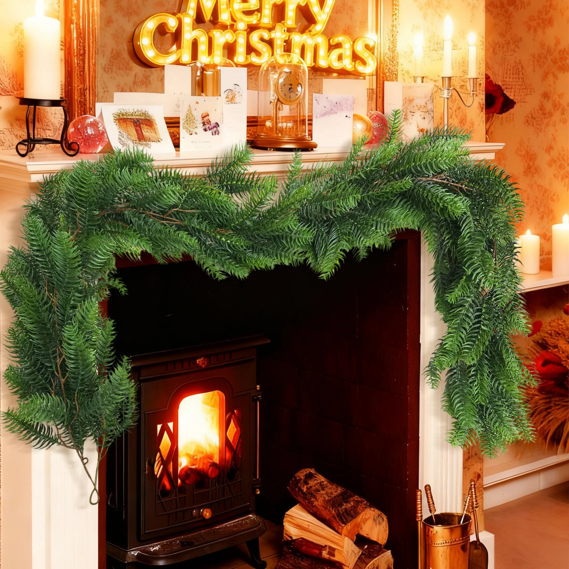 1.8/2M Artificial Christmas Wreath Garland 2025 Christmas Decor Fake Plant Fall Decor Home Room Decor Thanksgiving