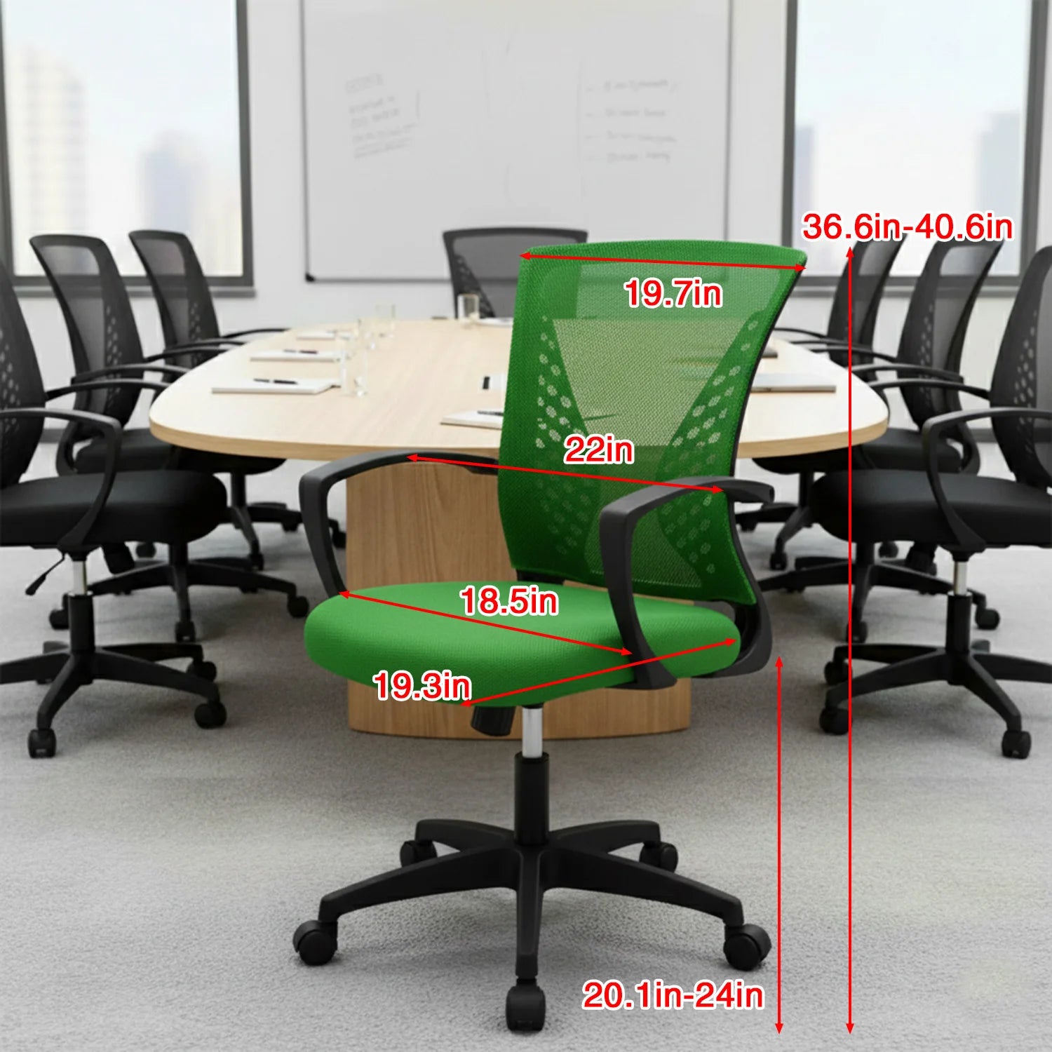 Office Chair Mesh Chair Ergonomic Computer Desk Chair Mid Back Swivel Lumbar Support with Armrest - Green / United