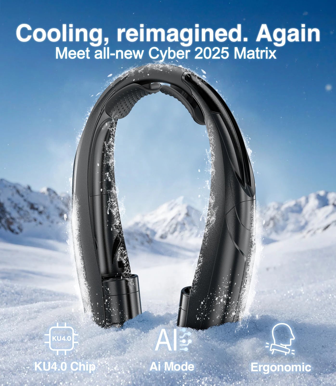 Portable neck fan six wind speeds (Max: 8000 rpm) 6000mAh battery - up to 20 hours extremely strong life