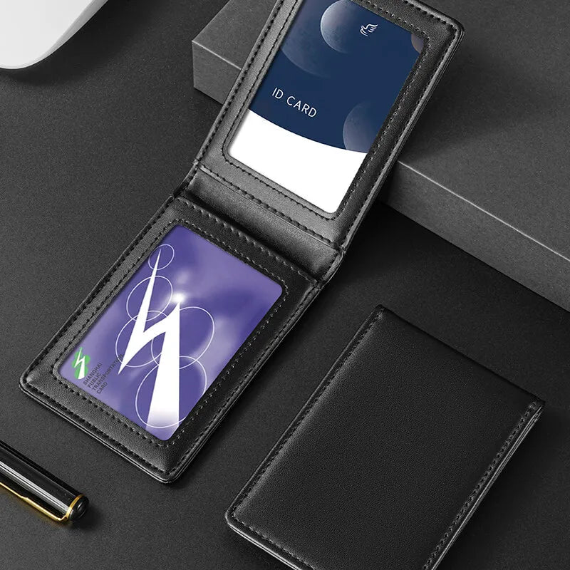 Leather Business ID Badge Clip Holder Name Tag Chest Card Work Pass