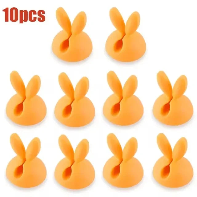 Cute Rabbit Ear Cable Manager Desktop Car Dashboard Charger Cables Clasp Clip Desk Line Organizer Bunny Ear Winder