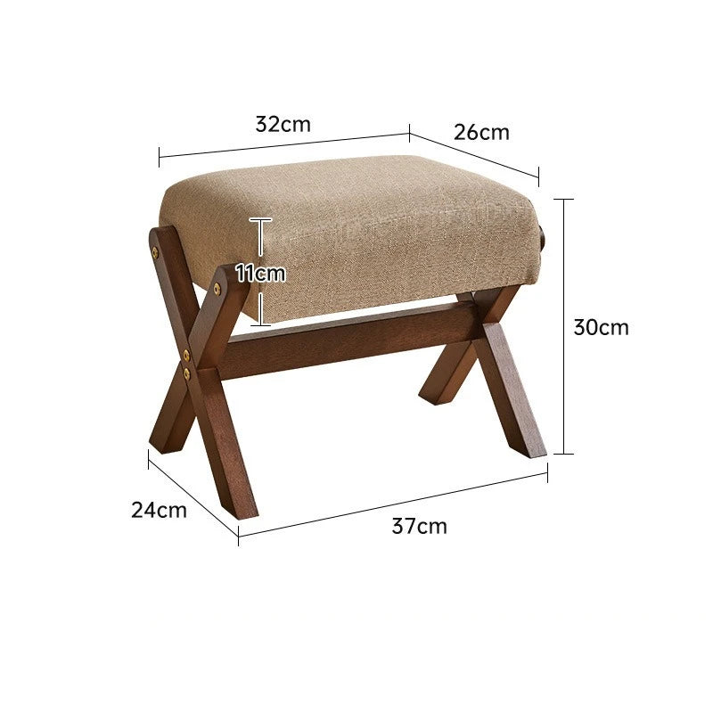 Solid Wood Footstool Soft Household Shoe Bench Doorway Stool Living Room Small Bench Sitting Stool for Bedside Dressing