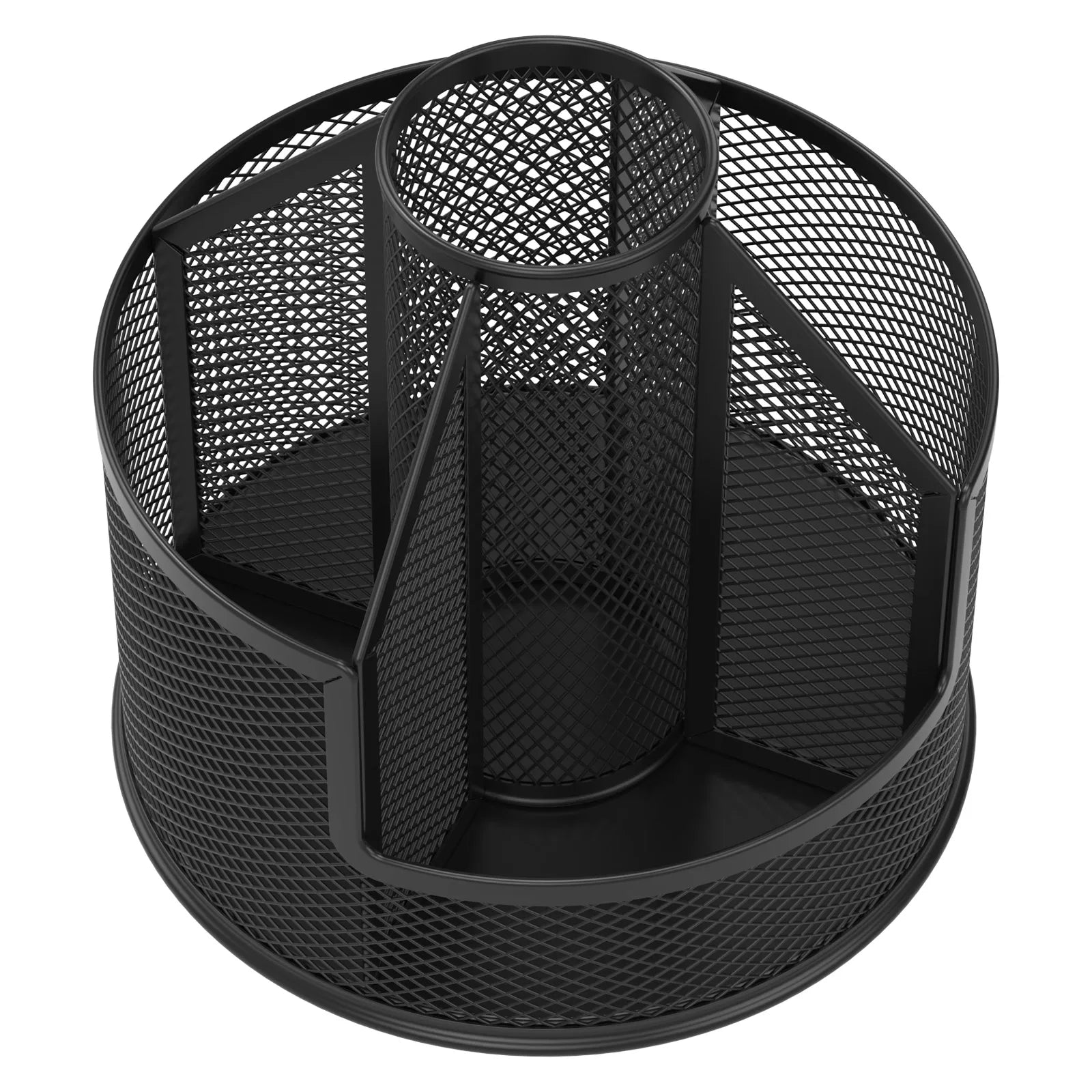 360 Degree Rotating Pen Holder Metal Mesh Large Capacity Desktop Office Supplies Student Stationery Storage Box