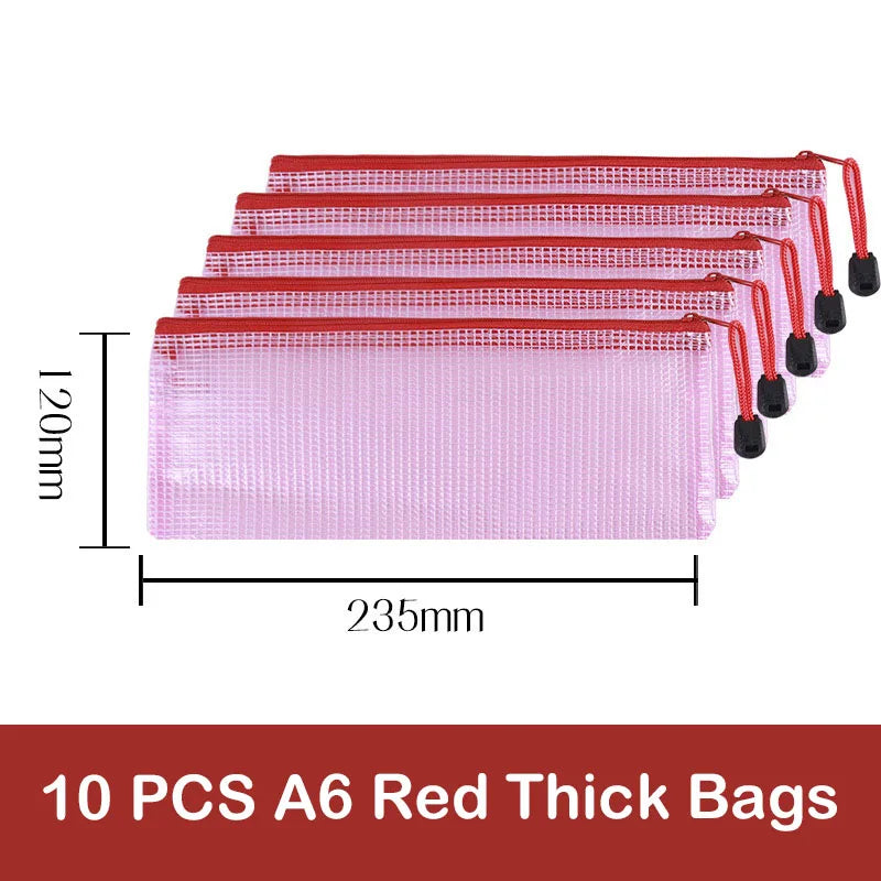 10/20 Pcs Mesh Zipper Pouch Document Bag Waterproof Zip File Folders A4 A5 A6 School Office Supplies Pencil Case