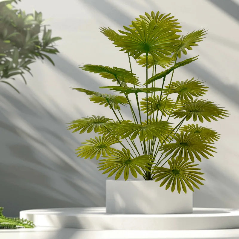 1PC 54-100CM Large Artificial Palm Tree Fake Tropical Plants Fall Winter Leaves Plastic Banyan Tree for Garden Home