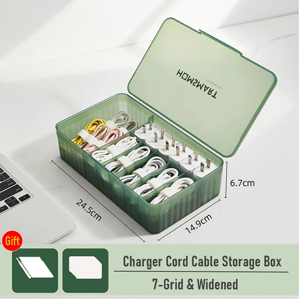 Charger Cord Data Cable Storage Box Data Line Storage Desktop Cable Collect Case Dustproof Power Boxes Wire Cable