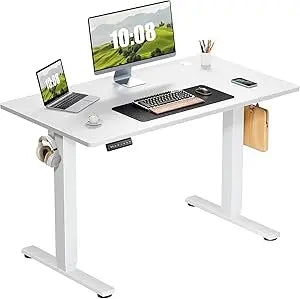 Electric Adjustable Height Standing Desk - 55 x 24 inch Sit to Stand Up Desk with Splice Board Rising Home Office