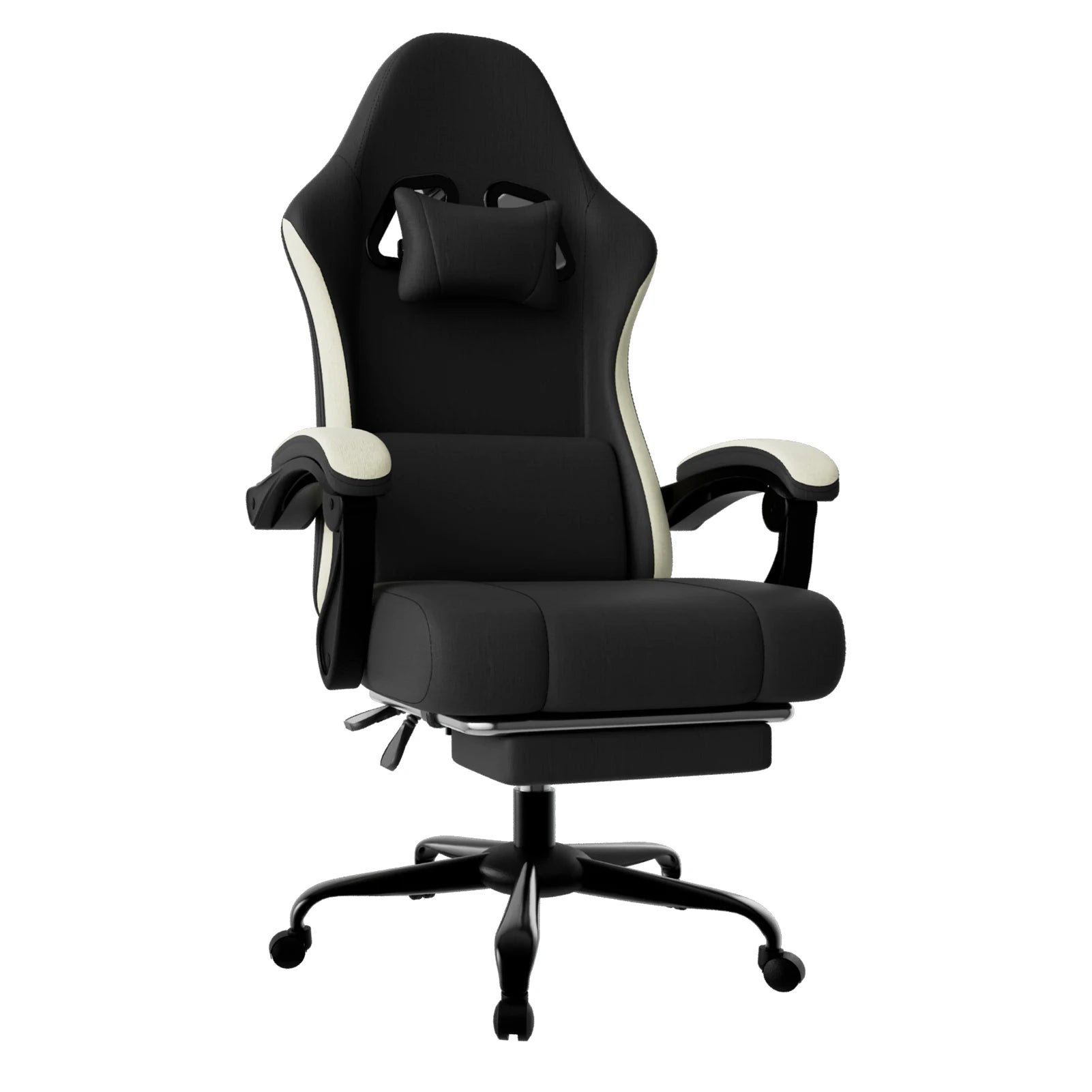 Ergonomic Gaming Chair with Pocketed Spring Cushion Breathable Fabric Computer Chair with Footrest Adjustable Lumbar