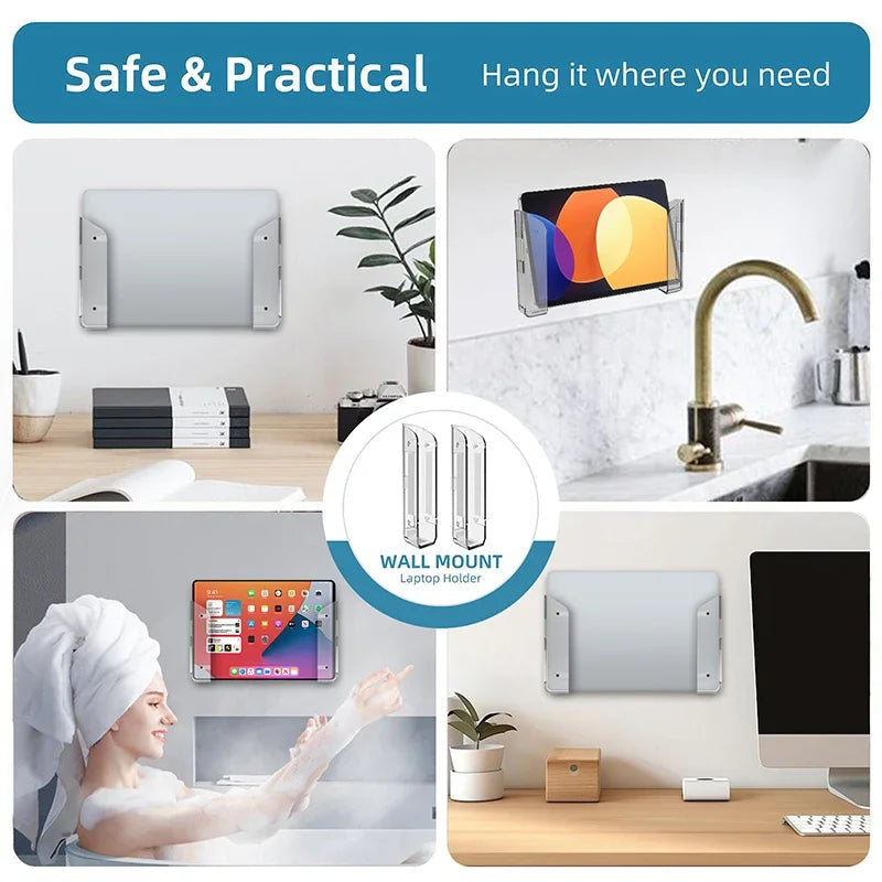 Under/wall-mounted Table Laptop Storage Stand Laptop Rack Charging Stand Tray Organizer Bracket Desktop For Ipad Tablet