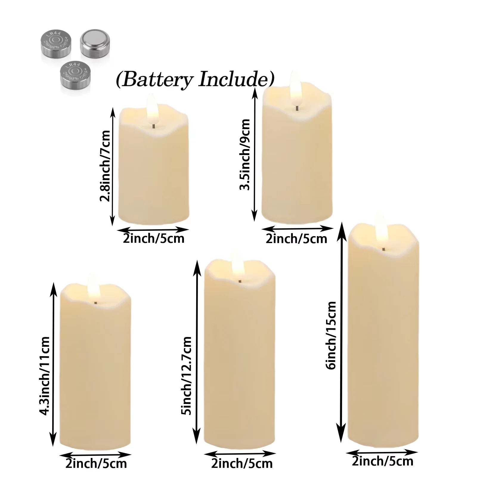 Flameless Candles with Battery LED Candle Decorative Pillar Candles Fake Plastic Candles Battery Operated Home Wedding