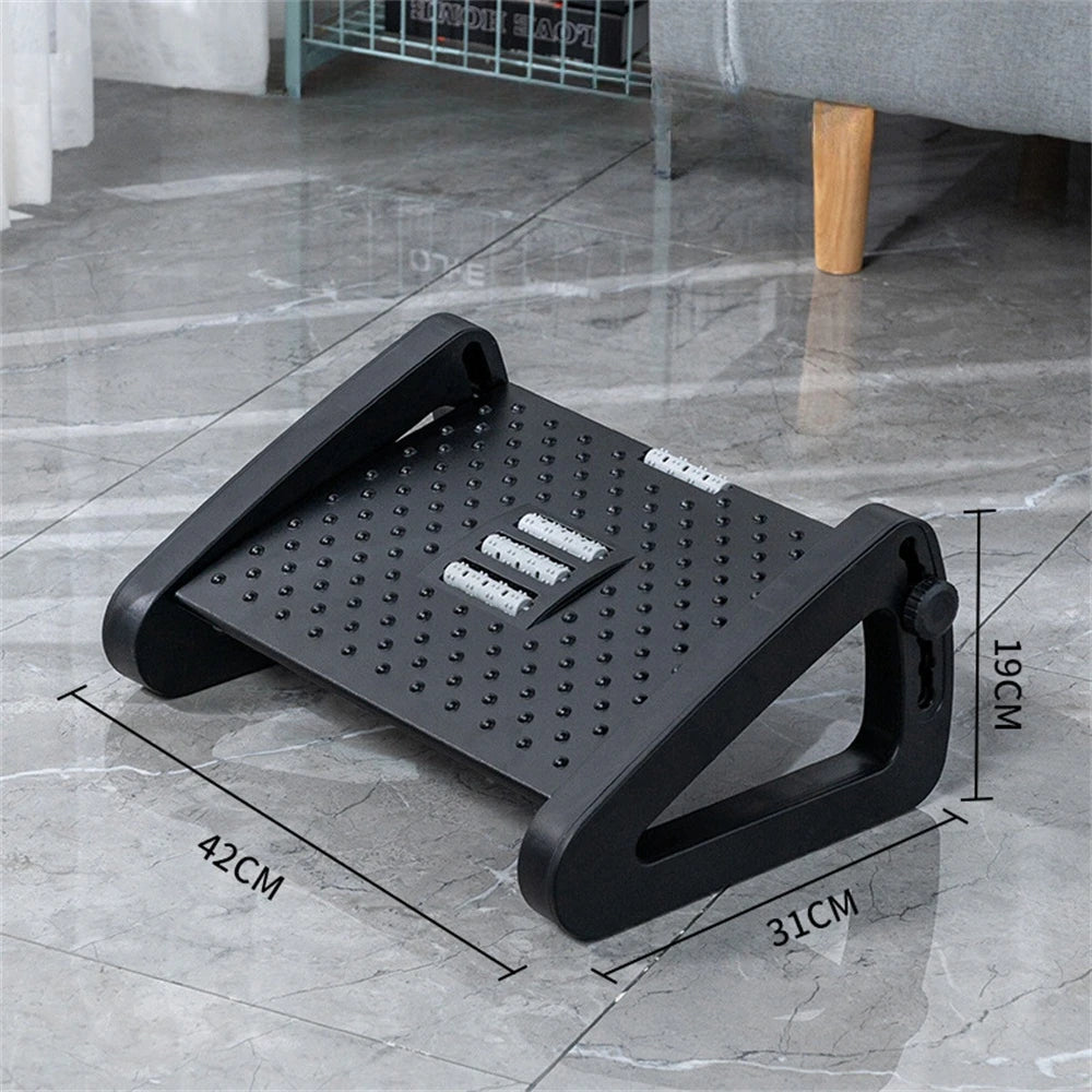 Under Desk Footstool Adjustable Foot Stepping Height Plastic Footrest Promote Leg Circulatio Ergonomic Rollers Massage