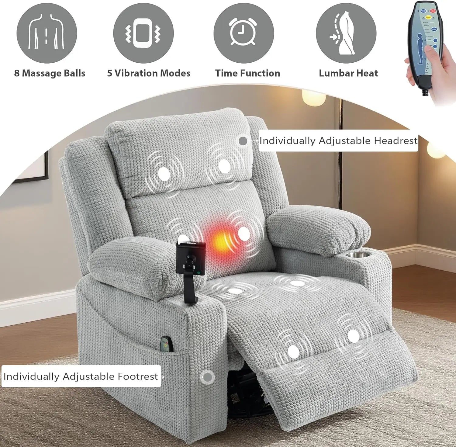 [New Arrival!]Dual Motor Power Oversized Swivel Rocker Recliner Chair with Adjustable Headrest for Adults Glider