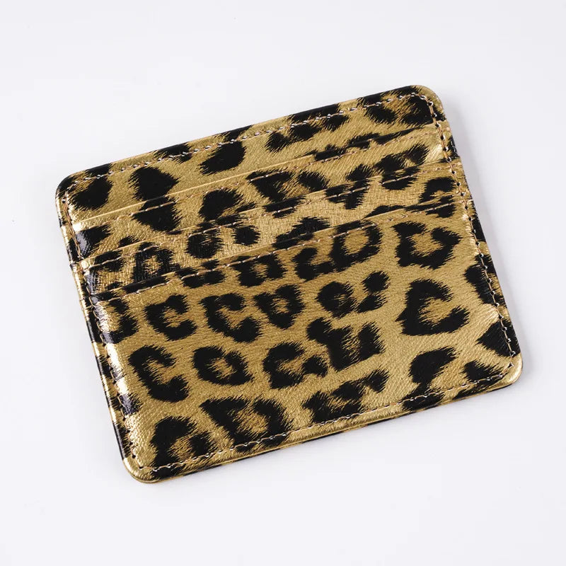Classics Leopard Print PU Leather Card Wallet Fashoin Bus Id Business Coin Money Thin Card Holder for Men & Women