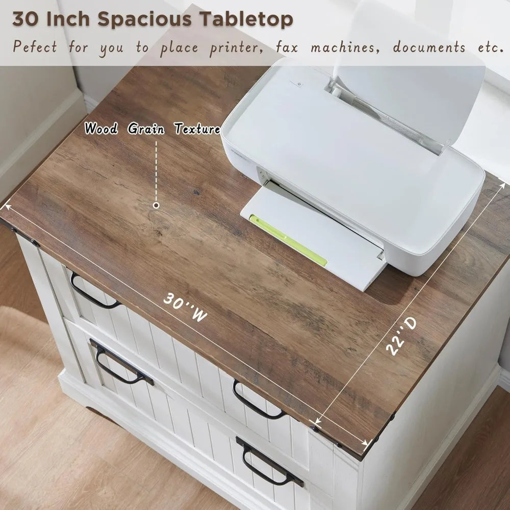 Farmhouse Filing Cabinets with 2 Drawers 30’’ File Cabinets with Hanging File Folders for A4/Letter/Legal Size