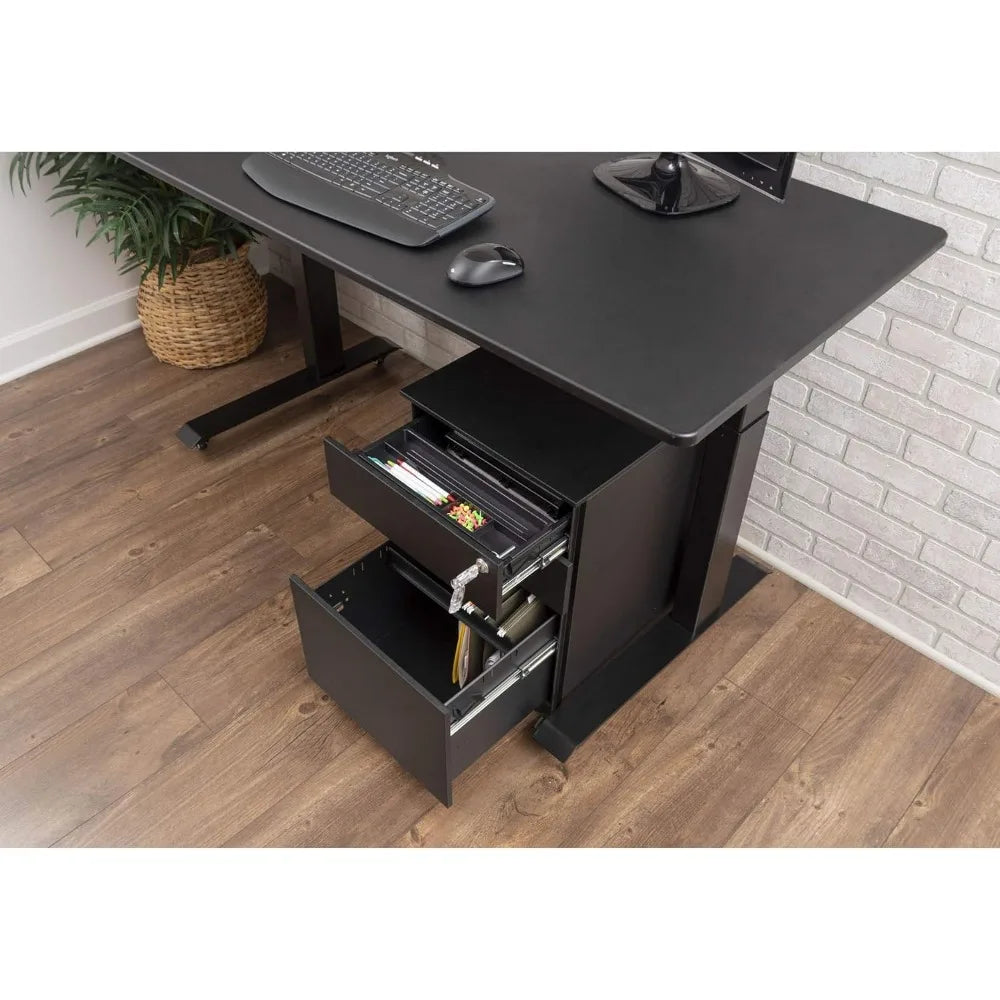 Stand Up Desk Store 3 Drawer Under Desk Lockable Rolling File Cabinet with Stable 5 Wheel Design (Black Wide) - United