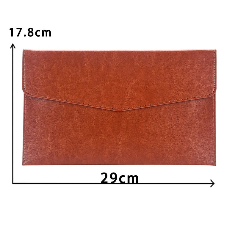 A5 Leather Document Storage Bag Folder Data Packet Man Woman PU Brown Business Bill File Bag School Office Supplies
