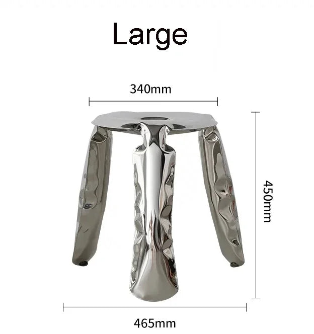 Living Room Modern Footrest Interior Round Luxury Art Stainless Steel Balloon Stool Metal Three-legged Design Low Stool