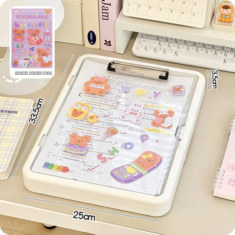 Simple Ins Sle Student Test Paper Storage Box Desktop Organizer Cute Cartoon Plastic File Cabinet Writing Desk Accory