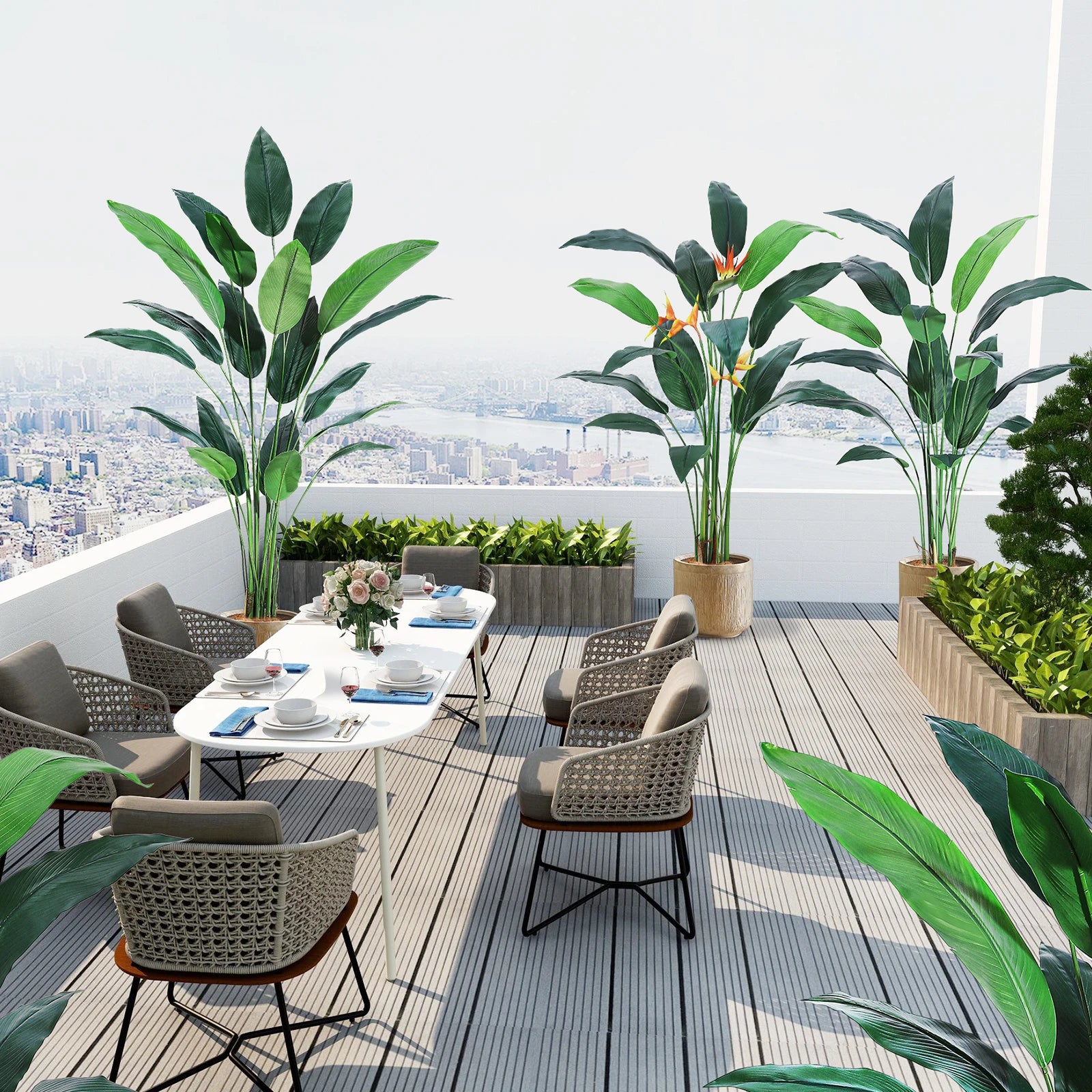 Artificial Bird of Paradise Plant 6FT(72in)/7FT(84IN) Fake Palm Tree for Indoor Outdoor Modern Decor Faux Plants