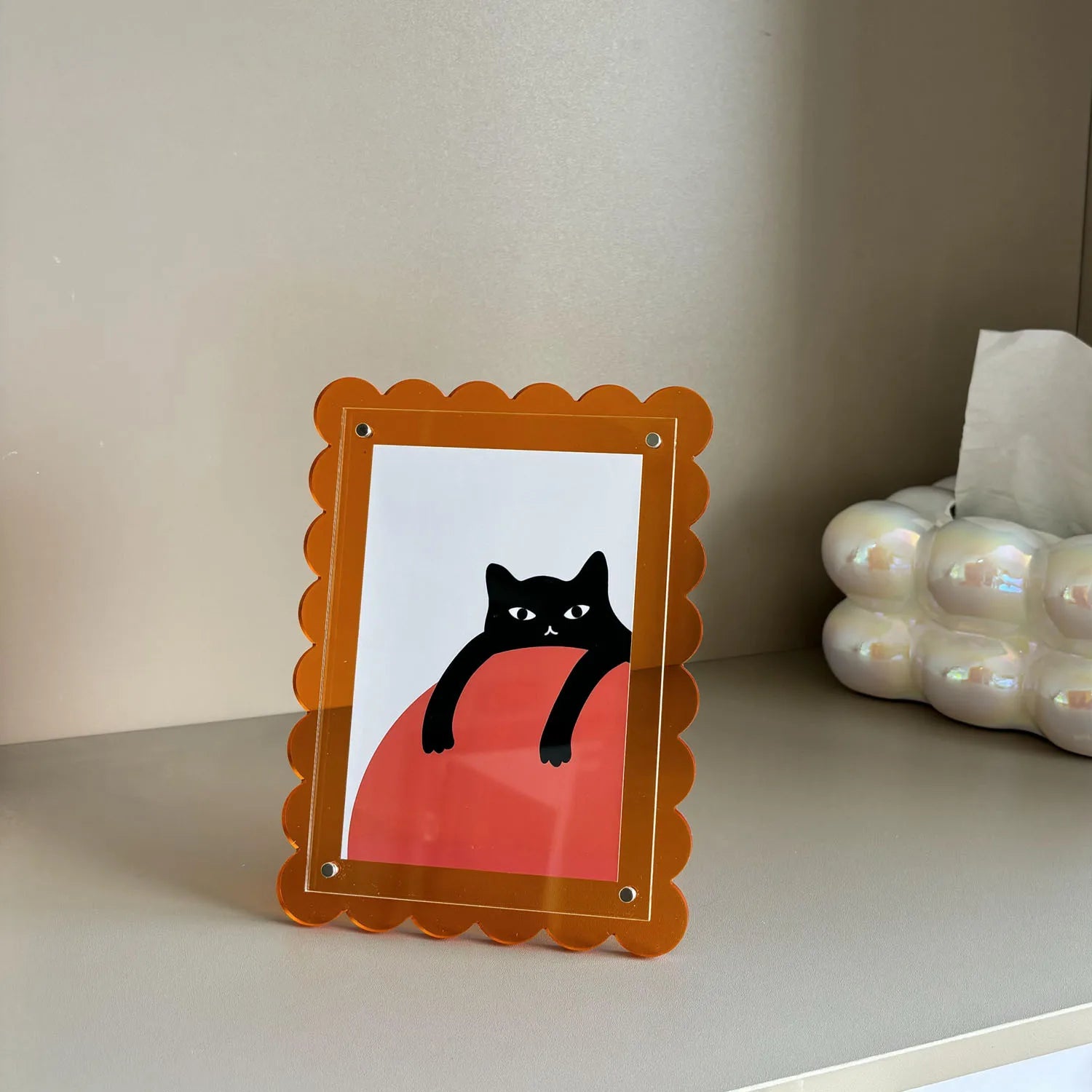 Scalloped Acrylic Picture Frame Neon Magnetic Acrylic Tabletop Desk Frame Decoration Colored Modern Photo Frame