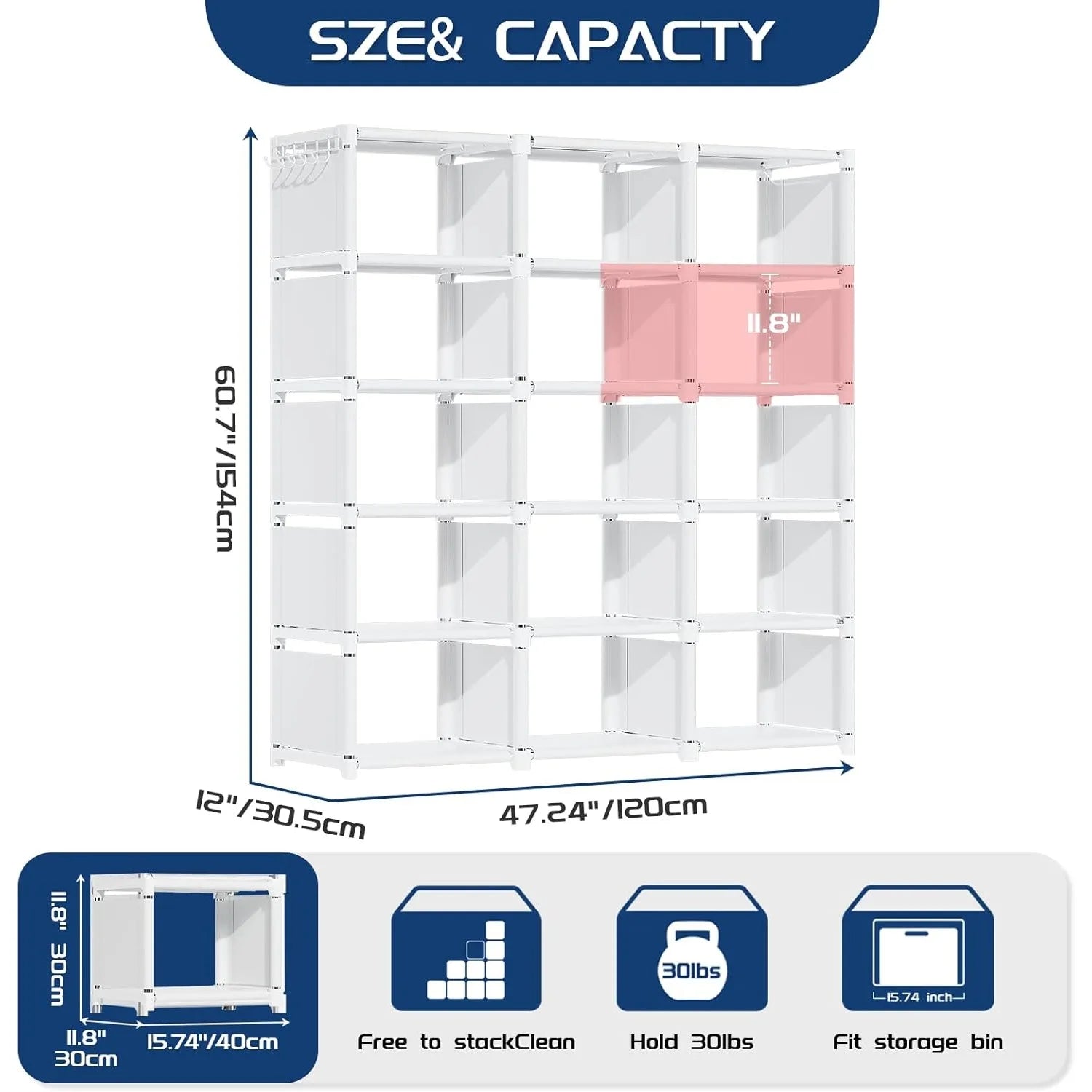 Bookshelf,15 Cube Storage Organizer,Book Shelf Organizer,Tall Bookcase Shelf,Book Cases/Shelves White - WHITE / United