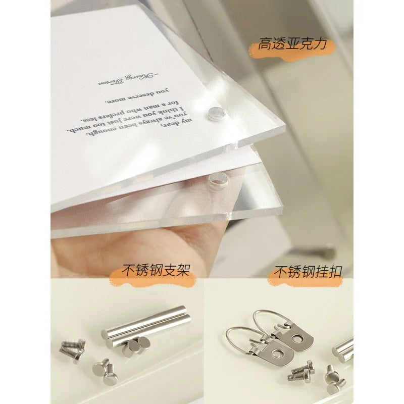 5-Inch 6-Inch 7-Inch Acrylic Frame With Double-Sided Transparent Crystal Wall Hanging Postcard Photo Home Office Desk