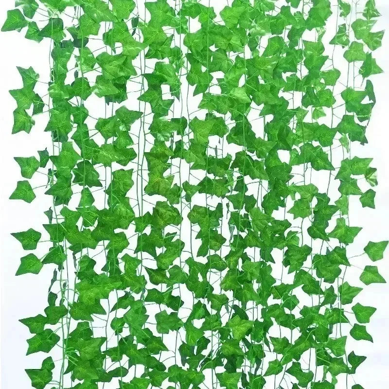 Artificial Green Ivy Vine Hanging Garland Silk Maple Leaves Rattan Fake Plant for Garden Christmas Wedding Party Home