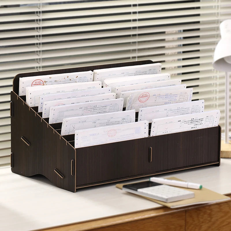 Financial Accounting Document Storage Box Single Receipt Organizer Desktop Storage Box Industrial Sle Wood Made