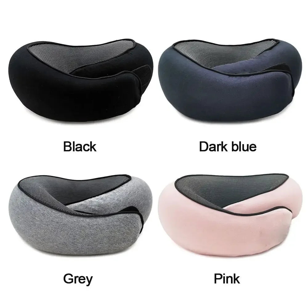 Soft Memory Foam Travel Neck Pillow U Shape Adjustable Support Comfortably Sleeping on Plane Car Office Noon Break