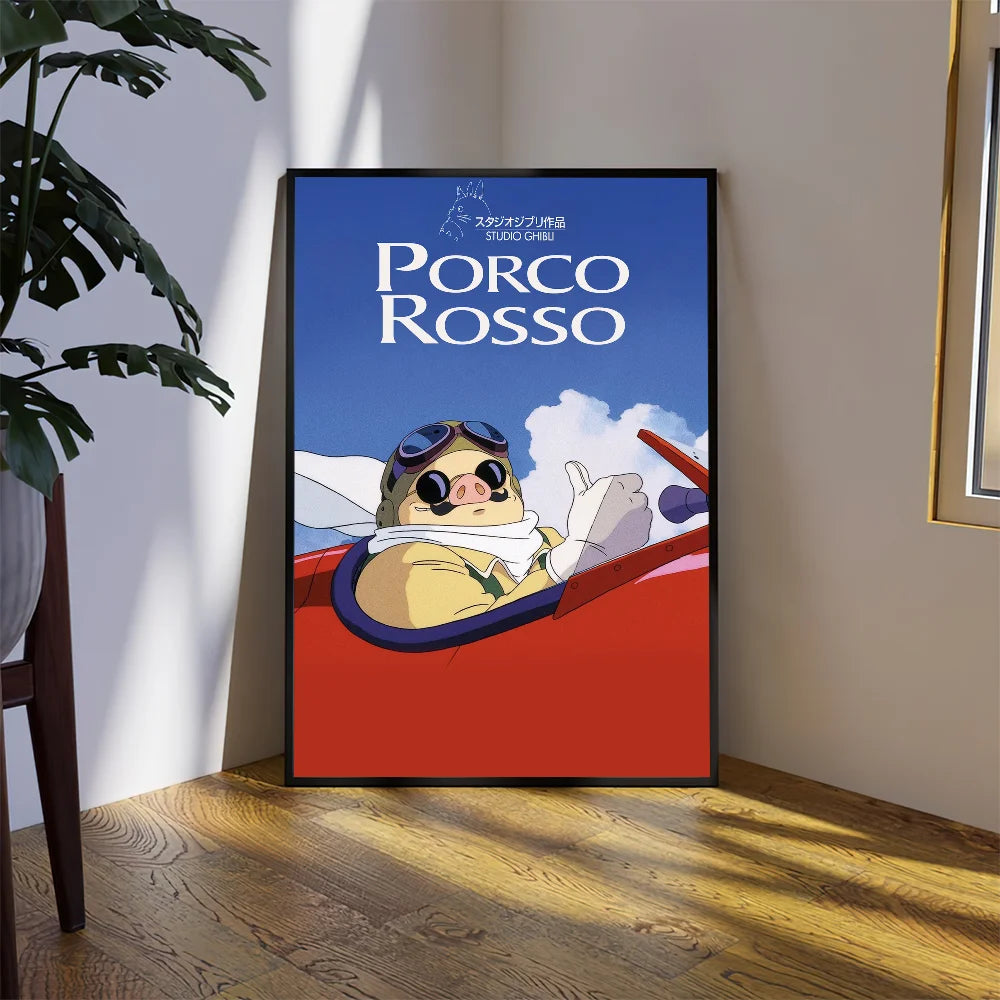 Cartoon P-Porco R-Rosso Poster Prints Wall Sticker Bedroom Living Home Room Office Decoration Painting Self Adhesive