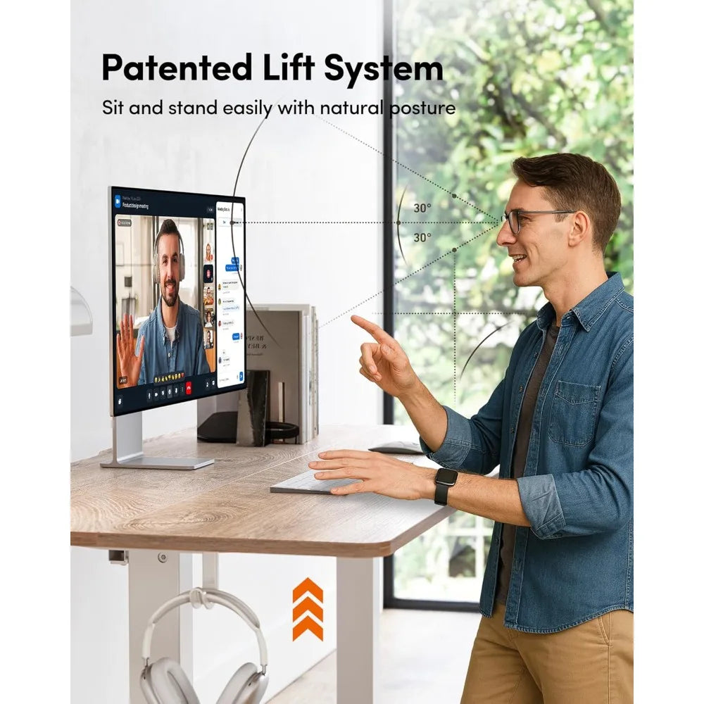 Standing Desk 48 × 24 Inches Electric Height Adjustable Sit and Stand Up Computer Office Desk with Splice Board White