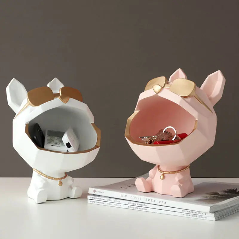 Geometry Dog Model Decoration Pendant Big Mouth Storage Sculpture Porch Desktop Ornaments Keys Lipstick Storage Jar